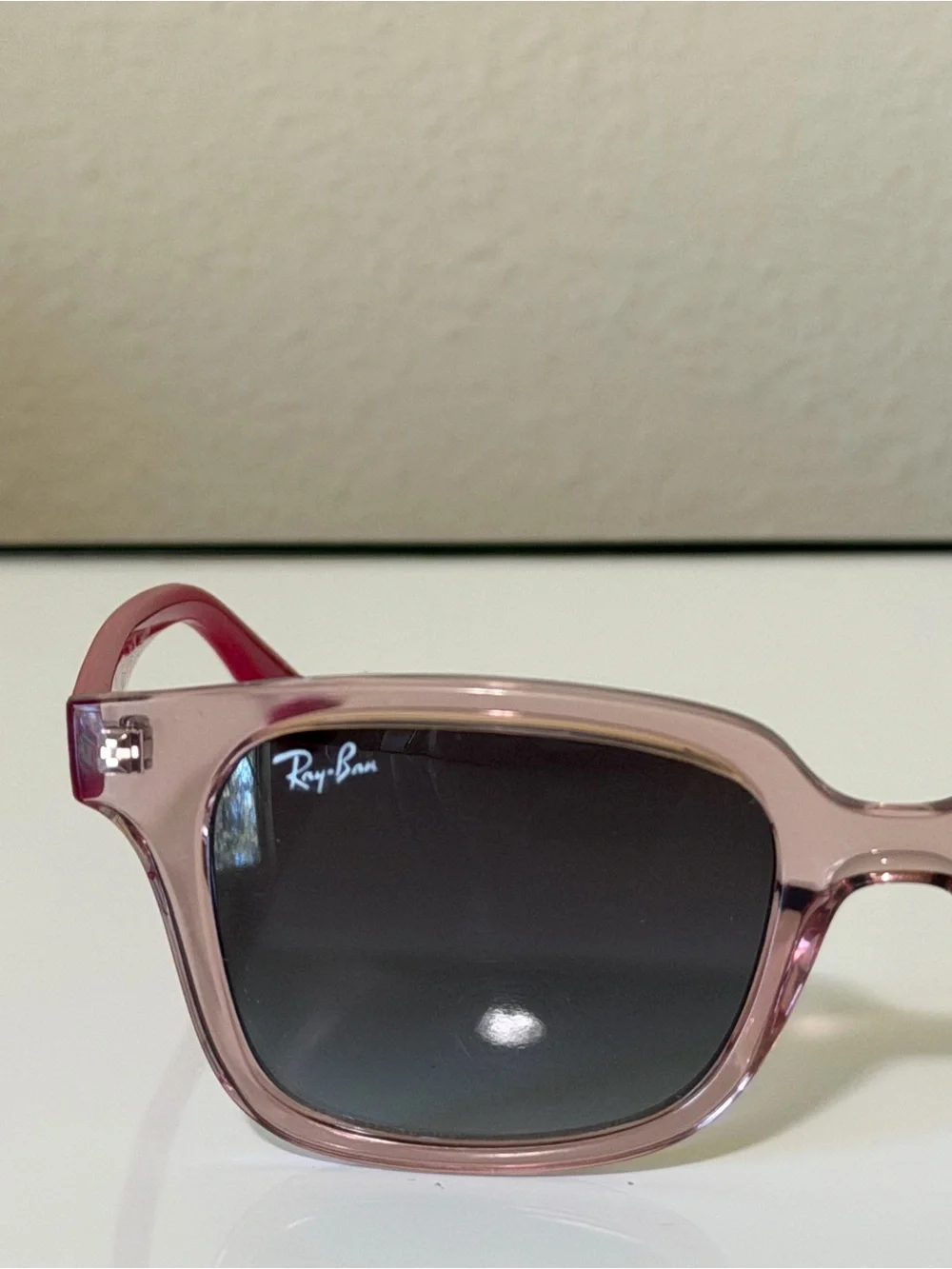 Ray-Ban Junior Pink Transparent Frame Sunglasses with Gradient Lenses